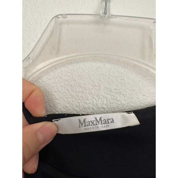 MaxMara Sheath Patchwork Dress V-Neck Workwear Black Blue Size 8 Made in Italy - Picture 3 of 9